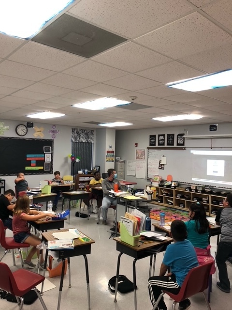 3rd Grade Class connecting with Mr. Lumpkins, School Counselor.