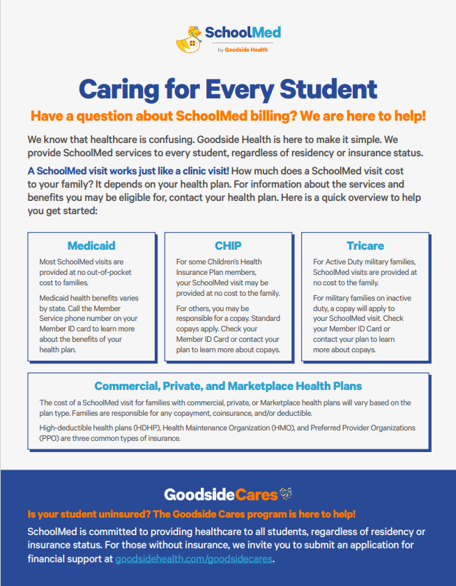 SchoolMed/Goodside Health Informational poster